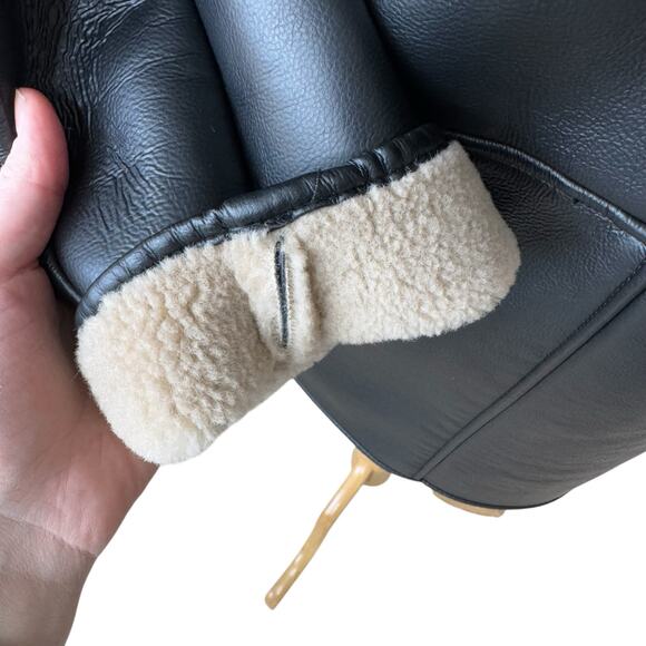 ZARA COLLECTION DOUBLE FACED COAT Faux Leather Sherpa XS - Picture 8 of 9